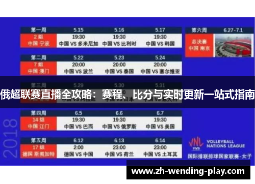 俄超联赛直播全攻略：赛程、比分与实时更新一站式指南